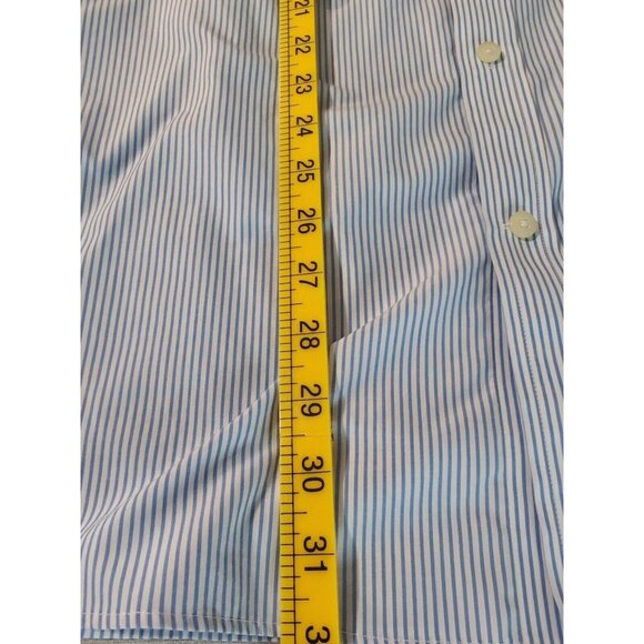 Banana Republic XL 17-17.5 Non Iron Classic Fit Blue Stripe Button Down Shirt - Picture 7 of 9